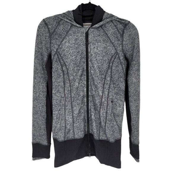 Lululemon womens 6 Daily Practice Jacket Rio Mist White black deep coal - Picture 1 of 13